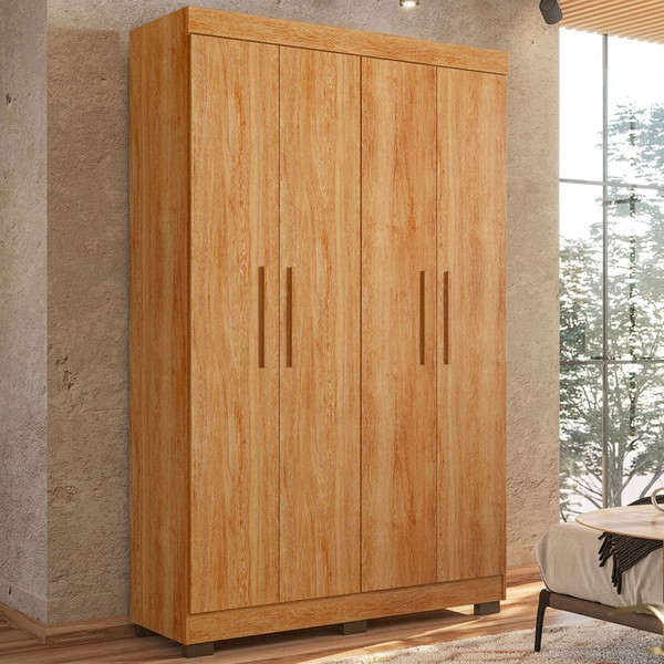 Guarda-Roupa Solteiro Flórida 4 Portas 3 Gavetas 100% Mdf Amadeirado - Tigus Baby