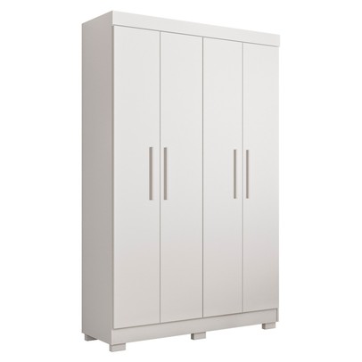 Guarda-Roupa Solteiro Flórida 4 Portas 3 Gavetas 100% Mdf Branco - Tigus Baby