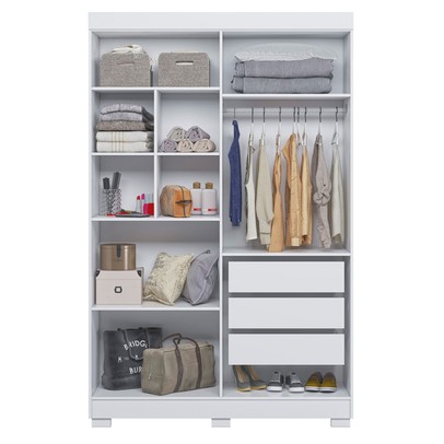 Guarda-Roupa Solteiro Flórida 4 Portas 3 Gavetas 100% Mdf Branco - Tigus Baby