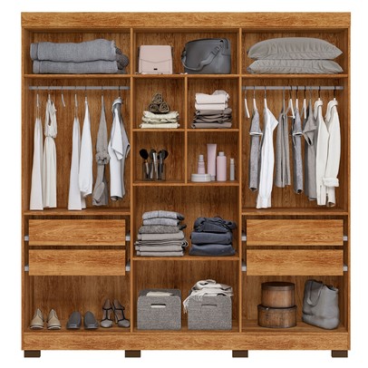 Guarda-Roupa Casal Flórida 100% Mdf 6 Portas 4 Gavetas Amadeirado 4460 - Tigus Baby