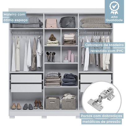 Guarda-Roupa Casal Flórida 100% Mdf 6 Portas 4 Gavetas Branco 4460 - Tigus Baby