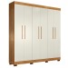 Guarda-Roupa Casal Flórida 100% Mdf 6 Portas 4 Gavetas Amadeirado/Off White 4460 - Tigus Baby