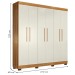 Guarda-Roupa Casal Flórida 100% Mdf 6 Portas 4 Gavetas Amadeirado/Off White 4460 - Tigus Baby