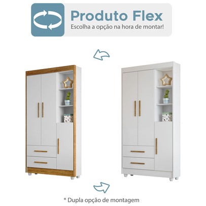 Quarto de Bebê Completo Lara 100% Mdf 3 Portas 6 Gavetas Branco 5346 - Tigus Baby