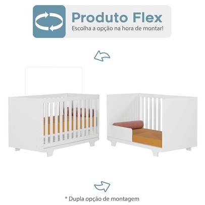 Quarto de Bebê Completo Lara 100% Mdf 3 Portas 2 Gavetas Branco 5351 - Tigus Baby