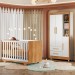Quarto de Bebê Completo Lara 100% Mdf 3 Portas 2 Gavetas Amadeirado/Branco 5351 - Tigus Baby