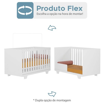 Quarto de Bebê Completo Lara 100% Mdf 3 Portas 2 Gavetas Branco 5354 - Tigus Baby