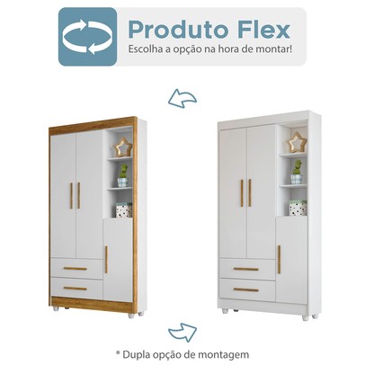 Quarto de Bebê Completo Lara 100% Mdf 3 Portas 2 Gavetas Branco 5354 - Tigus Baby