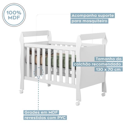 Quarto de Bebê Completo Mila 100% Mdf 4 Portas 6 Gavetas Branco 5299 - Tigus Baby