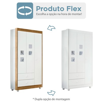 Quarto de Bebê Completo Mila 100% Mdf 4 Portas 6 Gavetas Branco/Amadeirado 5299 - Tigus Baby