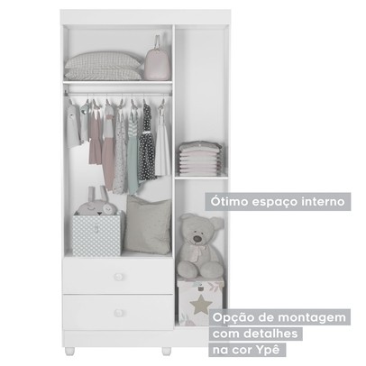 Quarto de Bebê Completo Mila 100% Mdf 4 Portas 6 Gavetas Branco/Amadeirado 5299 - Tigus Baby