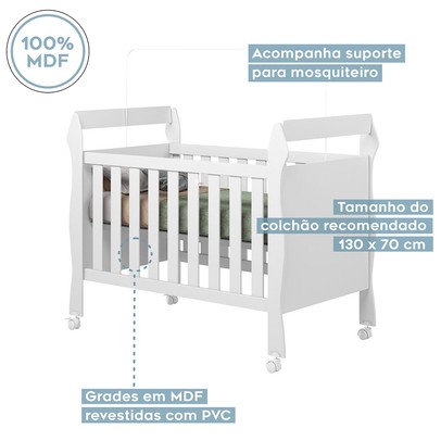 Quarto de Bebê Completo Mila 100% Mdf 4 Portas 6 Gavetas Branco 5425 - Tigus Baby