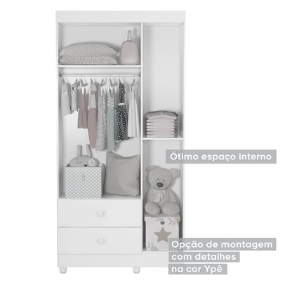 Quarto de Bebê Completo Mila 100% Mdf 4 Portas 6 Gavetas Branco 5425 - Tigus Baby