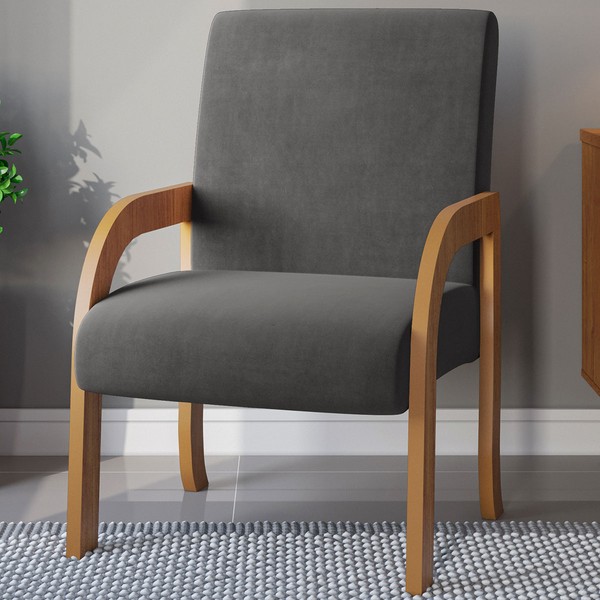 Poltrona Veneza Mel/Veludo Grafite - Vian