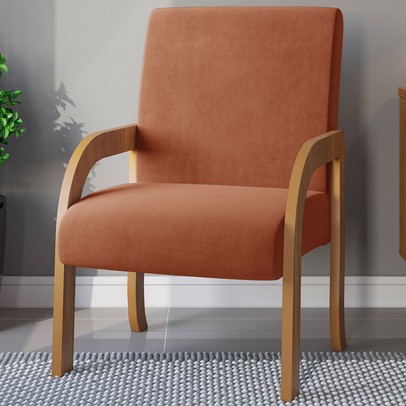 Poltrona Veneza Mel/Veludo Terracota - Vian