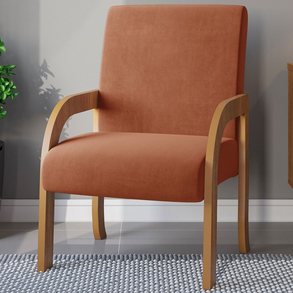 Poltrona Veneza Mel/Veludo Terracota - Vian