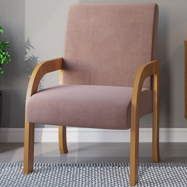 Poltrona Veneza Mel/Veludo Rosa - Vian