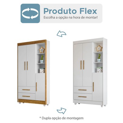 Quarto de Bebê Completo Zara 100% Mdf 3 Portas 6 Gavetas Branco 5429 - Tigus Baby