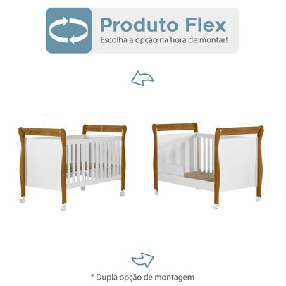 Quarto de Bebê Completo Zara 100% Mdf 3 Portas 6 Gavetas Branco/Amadeirado 5429 - Tigus Baby