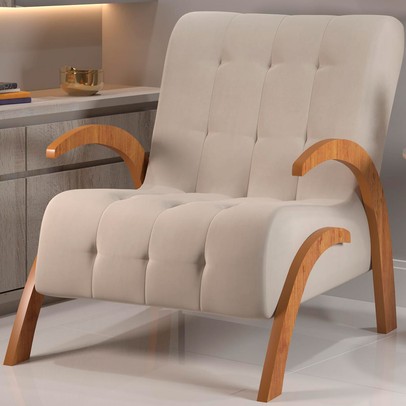 Poltrona Cecilia Mel/Veludo Marfim - Vian