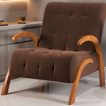 Poltrona Cecilia Mel/Veludo Bombom - Vian