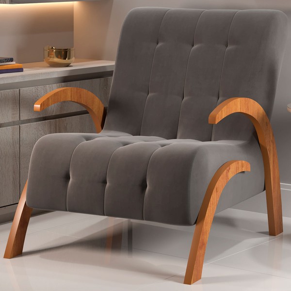 Poltrona Cecilia Mel/Veludo Grafite - Vian