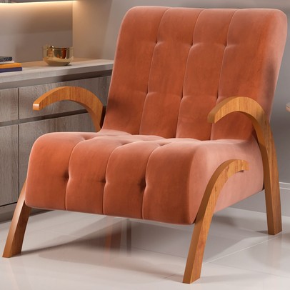 Poltrona Cecilia Mel/Veludo Terracota - Vian