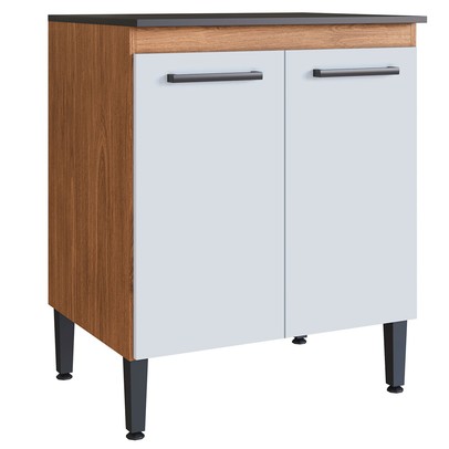 Balcão de Cozinha Giovanna 2 Portas Freijó/Branco - Irm Móveis
