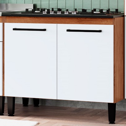 Balcão de Cozinha Giovanna 2 Portas Freijó/Branco - Irm Móveis