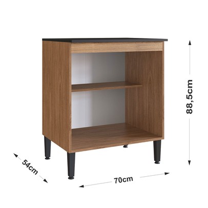 Balcão de Cozinha Giovanna 2 Portas Freijó/Preto - Irm Móveis