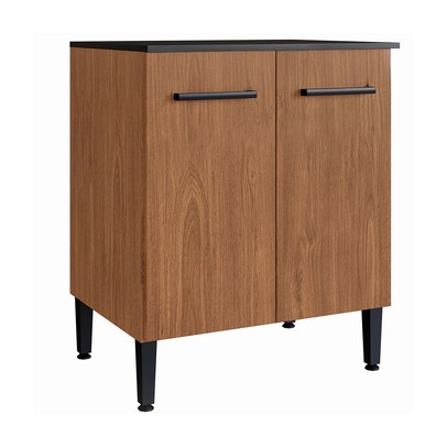 Balcão de Cozinha Giovanna 2 Portas Freijó/Preto - Irm Móveis