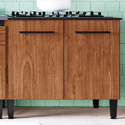 Balcão de Cozinha Giovanna 2 Portas Freijó/Preto - Irm Móveis