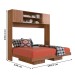 Cama de Casal Horizontal Articulável 2 Portas com Armário Aéreo Nogal - Panorama Móveis