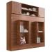 Cama de Casal Horizontal Articulável 2 Portas com Armário Aéreo Nogal - Panorama Móveis