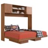 Cama de Casal Horizontal Articulável 2 Portas com Armário Aéreo Nogal - Panorama Móveis