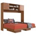 Cama de Casal Horizontal Articulável 2 Portas com Armário Aéreo Nogal - Panorama Móveis