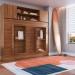 Cama de Casal Horizontal Articulável 2 Portas com Armário Aéreo Nogal - Panorama Móveis