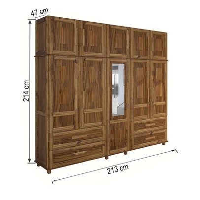 Guarda-Roupa Casal Campo Grande 10 Portas 4 Gavetas com Espelho Madeira Maciça Ypê - Rodmoveis