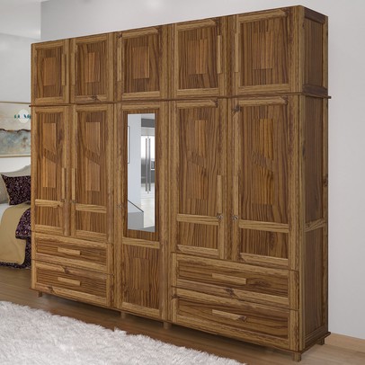 Guarda-Roupa Casal Campo Grande 10 Portas 4 Gavetas com Espelho Madeira Maciça Ypê - Rodmoveis