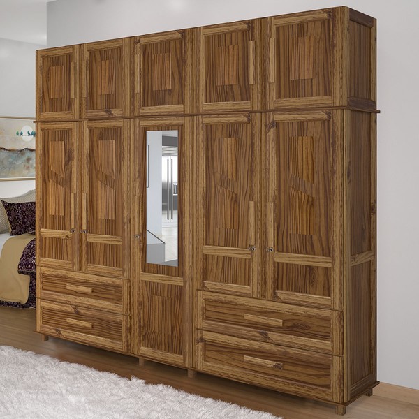 Guarda-Roupa Casal Campo Grande 10 Portas 4 Gavetas com Espelho Madeira Maciça Ypê - Rodmoveis