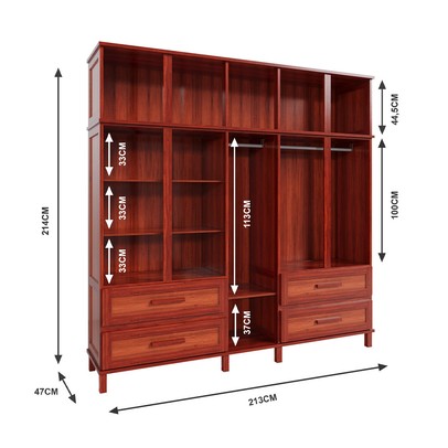 Guarda-Roupa Casal Campo Grande 10 Portas 4 Gavetas com Espelho Madeira Maciça Mel - Rodmoveis