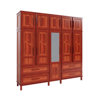 Guarda-Roupa Casal Campo Grande 10 Portas 4 Gavetas com Espelho Madeira Maciça Mel - Rodmoveis
