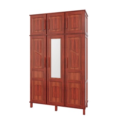Guarda-Roupa Solteiro Campo Grande 6 Portas com Espelho Madeira Maciça Mel - Rodmoveis