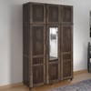 Guarda-Roupa Solteiro Campo Grande 6 Portas com Espelho Madeira Maciça Imbuia - Rodmoveis