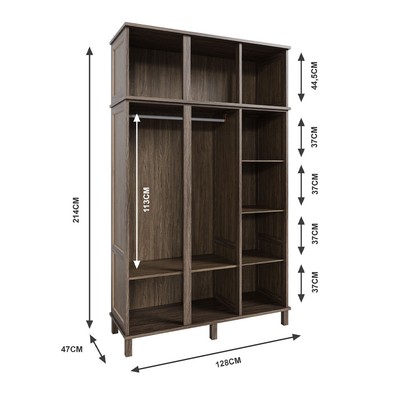 Guarda-Roupa Solteiro Campo Grande 6 Portas com Espelho Madeira Maciça Imbuia - Rodmoveis
