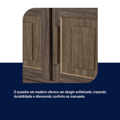 Guarda-Roupa Solteiro Campo Grande 6 Portas com Espelho Madeira Maciça Imbuia - Rodmoveis