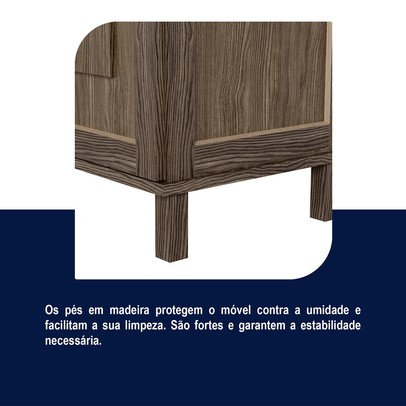 Guarda-Roupa Solteiro Campo Grande 6 Portas com Espelho Madeira Maciça Imbuia - Rodmoveis
