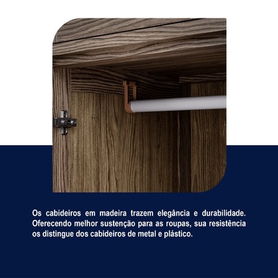Guarda-Roupa Solteiro Campo Grande 6 Portas com Espelho Madeira Maciça Imbuia - Rodmoveis