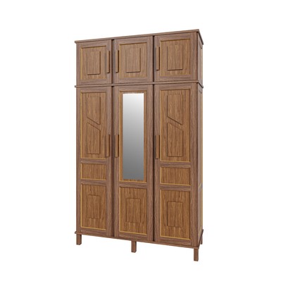 Guarda-Roupa Solteiro Campo Grande 6 Portas com Espelho Madeira Maciça Ypê - Rodmoveis