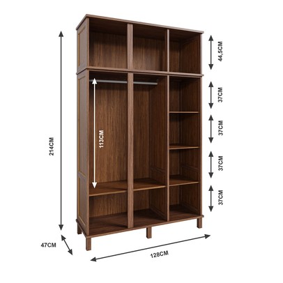 Guarda-Roupa Solteiro Campo Grande 6 Portas com Espelho Madeira Maciça Ypê - Rodmoveis